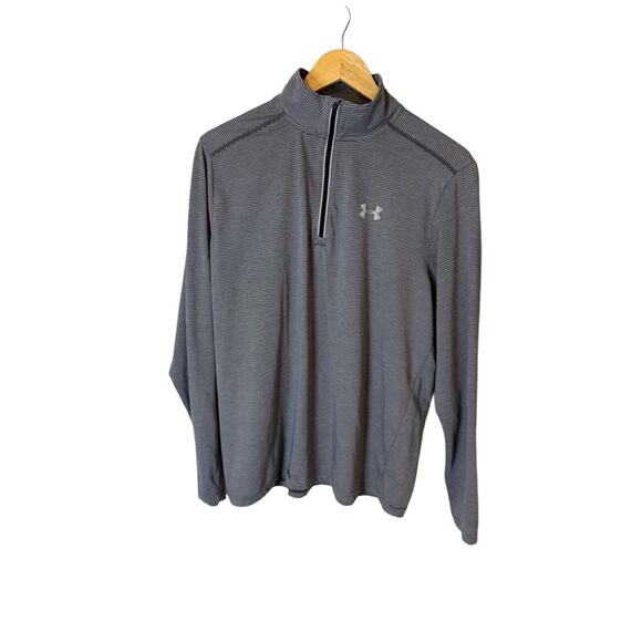 Under Armour Sweater Mens Large Gray Heat Gear 1/4 Zip Pullover Lightweight - Picture 1 of 6